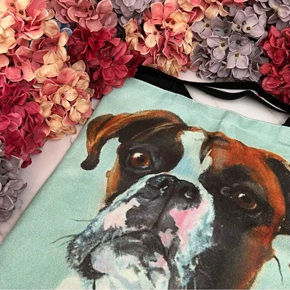 Eco-Friendly Handsome Brown and White Boxer Dog Folding Tote Bag - Picture 9 of 13